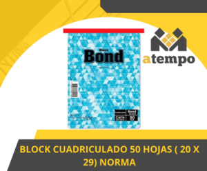 BLOCK CUADRICULADO 50 HOJAS ( 20 X 29)