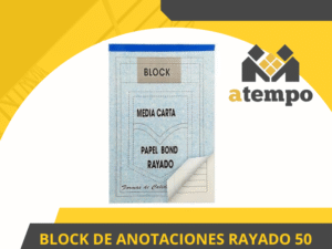 BLOCK DE ANOTACIONES RAYADO 50 HOJAS ( 20 X 29)