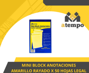 MINI BLOCK ANOTACIONES AMARILLO RAYADO X 50 HOJAS